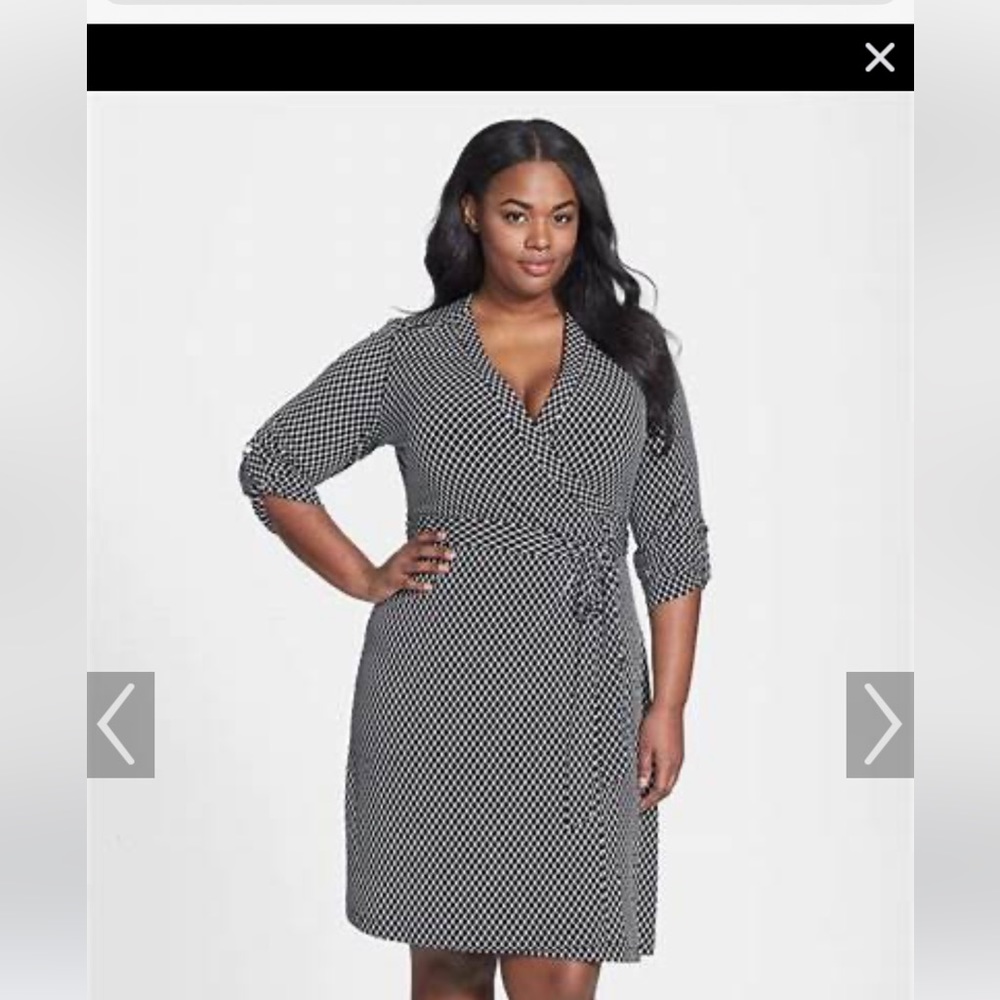 Calvin Klein Size 20W wrap dress in B/W print